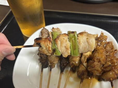 ねぎまの塩焼き ねぎま,焼き鳥,塩焼きの写真素材