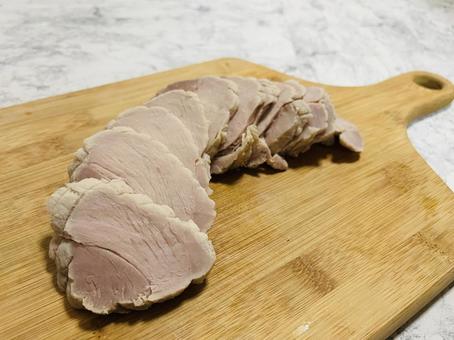 手作りハム ハム,手作り,木製プレートの写真素材