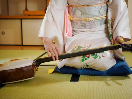 33:和服で三味線を演奏する女性 33:和服で三味線を演奏する女性 三味線,着物,伝統芸能の写真素材