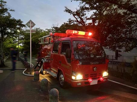 消防団の消防車 消防団,消防車,消防の写真素材