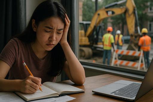 騒音に悩む勉強時間 騒音に悩む勉強時間の写真
