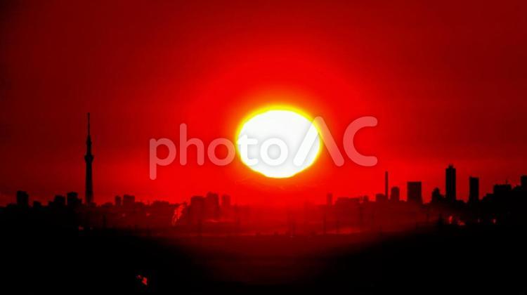 東京スカイツリーと日の出4 スカイツリー,日の出,朝日の写真素材