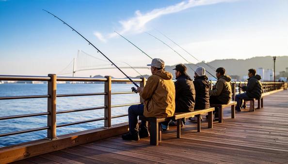 釣り公園で釣りを楽しむ 釣り公園で釣りを楽しむの写真