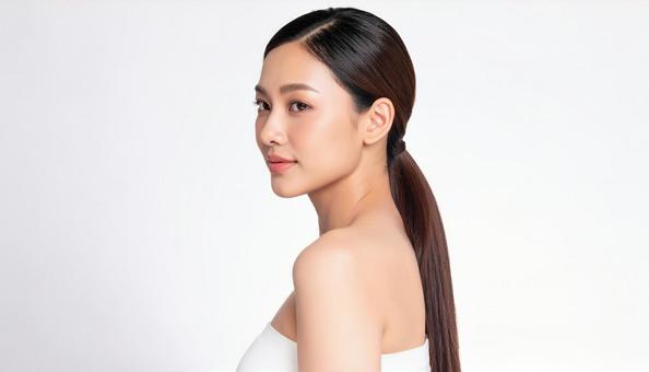 透明感のある肌の美しい女性 透明感のある肌の美しい女性の写真