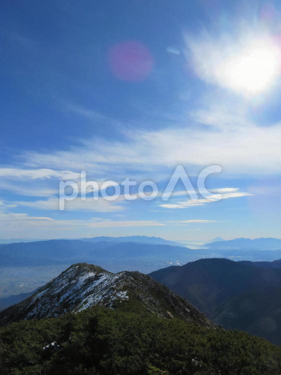 常念岳稜線からの眺め 日本百名山,常念岳,三股の写真素材