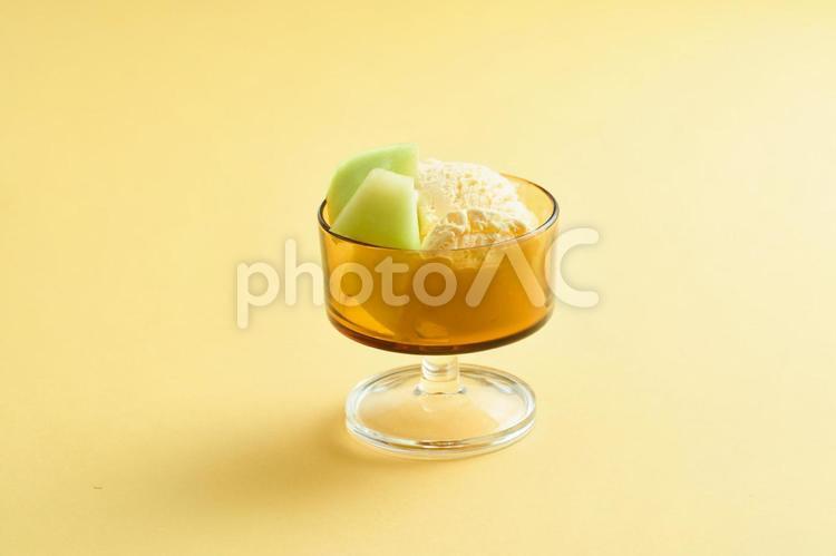 メロンとアイス　melon メロン,アイス,パフェの写真素材