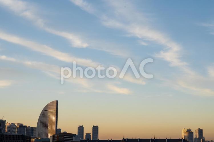 横浜の夕焼け 夕焼け,空,風景の写真素材