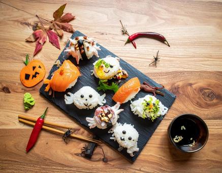 ハロウィンの料理 ハロウィン手まり寿司 ハロウィンの料理 ハロウィン手まり寿司の写真