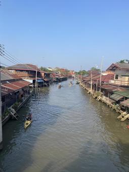 水上マーケット 水上マーケット 空,風景,タイの写真素材