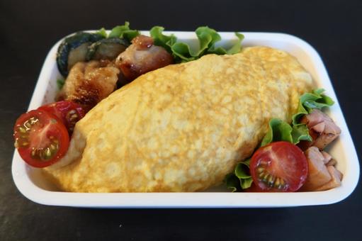 Photo, box lunch, omelette rice, lunch, 