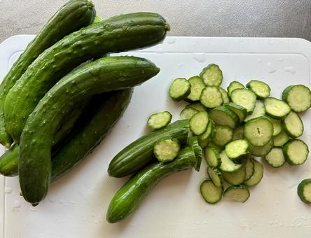 夏野菜のキュウリの輪切り 夏野菜のキュウリの輪切り きゅうり,野菜,輪切りの写真素材