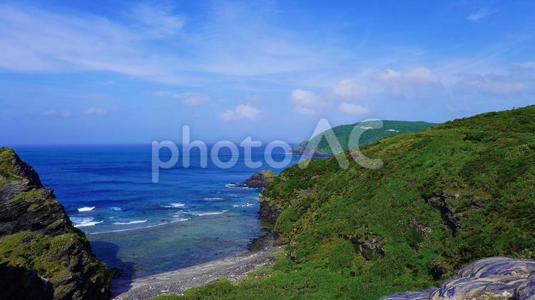 座間味島のウナジノサチ展望台からの風景 ウナジノサチ,展望台,海の写真素材