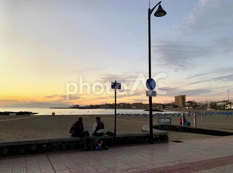 スペイン テネリフェの街並みと夕暮れ スペイン,テネリフェ,風景の写真素材
