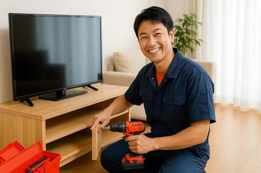 家具修理する作業員・組み立て作業・作業員 家具修理する作業員・組み立て作業・作業員の写真
