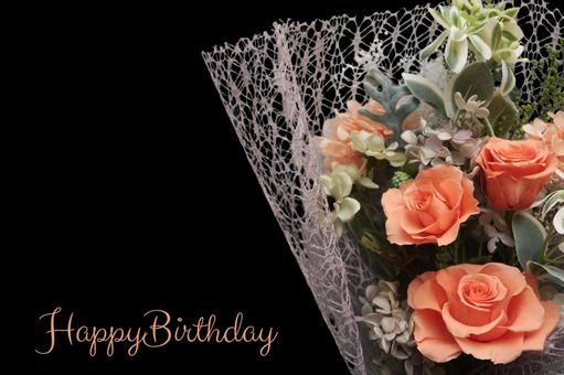 バースデーのテクスチャ（オレンジのバラ） バラ,誕生日,バースデーの写真素材