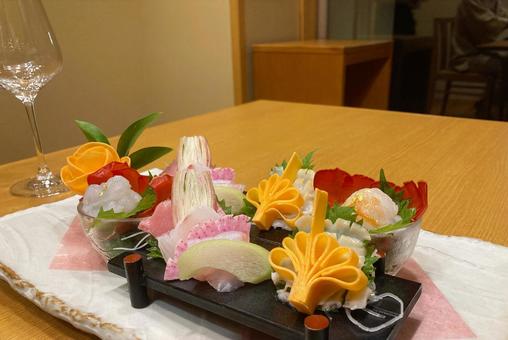伊豆温泉旅館の刺身盛り合わせ (2) 伊豆温泉旅館の刺身盛り合わせ (2) 刺身,盛り合わせ,旅館の写真素材