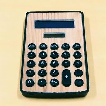 木目の電卓 木目,電卓,計算の写真素材