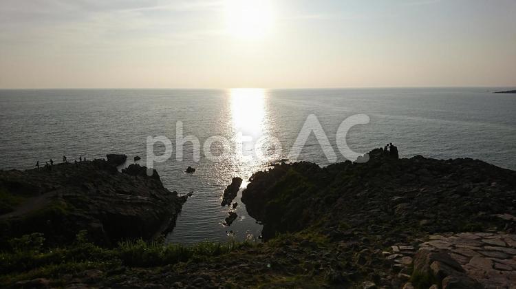 東尋坊の夕暮れ 東尋坊,夕焼け,海の写真素材