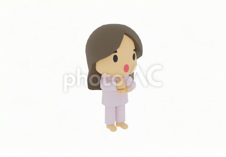 手を打ちなるほどと納得するパジャマ患者 介護,入院,病気の写真素材