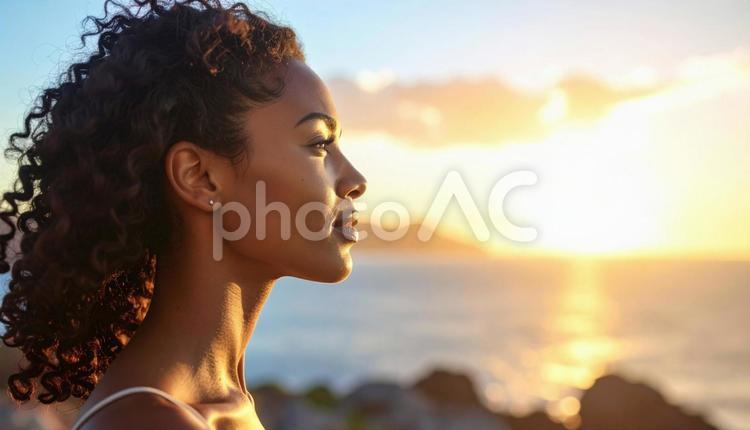 美しい外国人女性の横顔のポートレート 外国人,横顔,ビジネスの写真素材