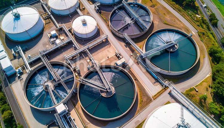 排水処理場 排水処理場,浄水場,晴れの写真素材