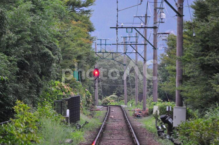 箱根登山鉄道　線路 箱根登山鉄道,線路,信号機の写真素材