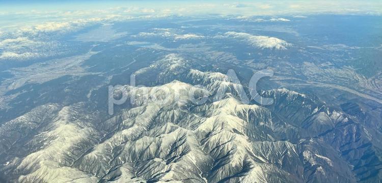 雄大な日本アルプスの空撮（空中写真） 空撮,アルプス,日本アルプスの写真素材