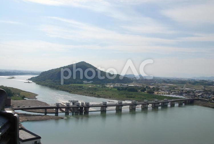 犬山城　天守最上階からの木曽川・ライン大橋 国宝,木曽川,天守最上階の写真素材