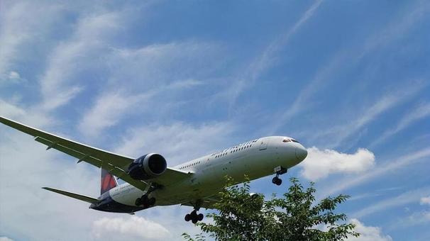 飛行機 ジェット機,飛行機,着陸の写真素材