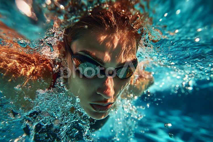 勝利を目指して：プロの女性スイマー 水泳,スイマー,女性の写真素材