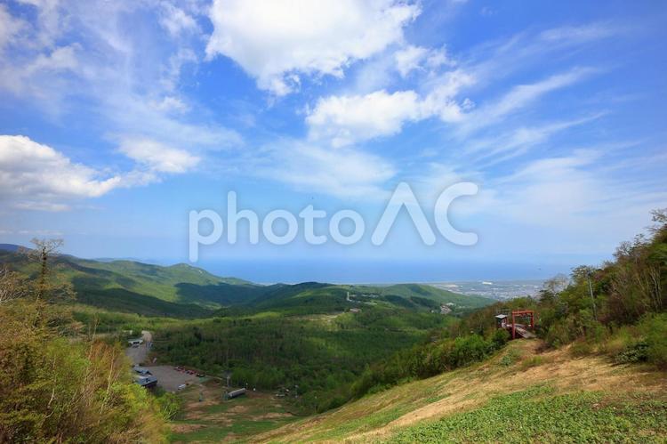 山からの風景 青空,春,山頂からの写真素材