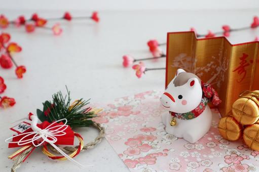 午年の年賀状素材 年賀状,午,白馬の写真素材