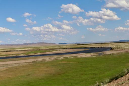 モンゴルの草原 モンゴル,草原,平原の写真素材