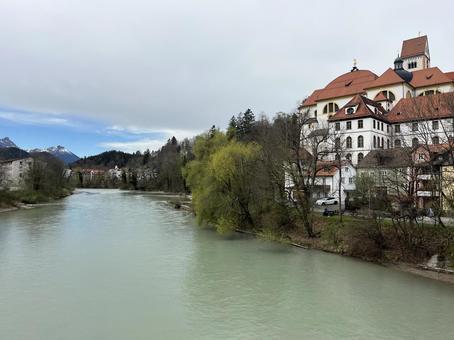 フュッセン フュッセン フュッセン,川,バイエルンの写真素材