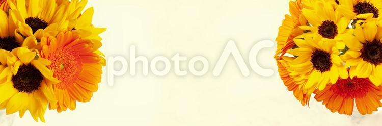 黄色とオレンジ色の2種花束素材 花,黄色,ひまわりの写真素材
