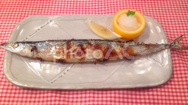 秋刀魚の塩焼き 秋,秋の味覚,大根おろしの写真素材