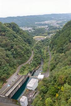 山間のダムと渓谷の風景 自然,風景,山の写真素材