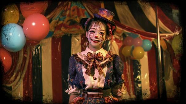 カラフルなピエロ姿 カラフルなピエロ姿の写真