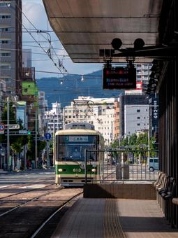 路面電車 路面電車 路面電車,広電,広島市の写真素材