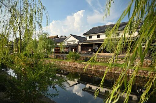 夕日に映える岡山倉敷の美観地区 観光名所,美観地区,倉敷の写真素材