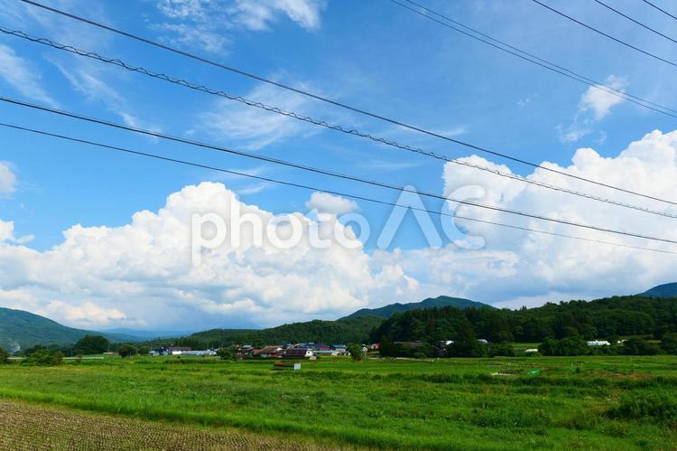 夏を迎えた山里。遠野、岩手。7月上旬。 雲,積乱雲,入道雲の写真素材
