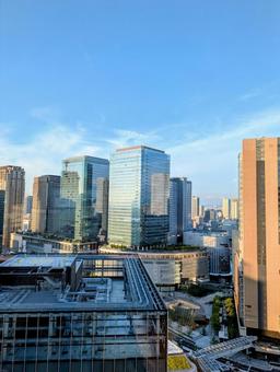 大阪駅周辺の風景 大阪,大阪観光,ビル群の写真素材