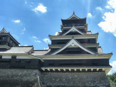 熊本城の風景-16 熊本城,大天守閣,小天守閣の写真素材