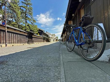 有松宿の町並みと自転車_3 有松宿,東海道,町並み保存地区の写真素材
