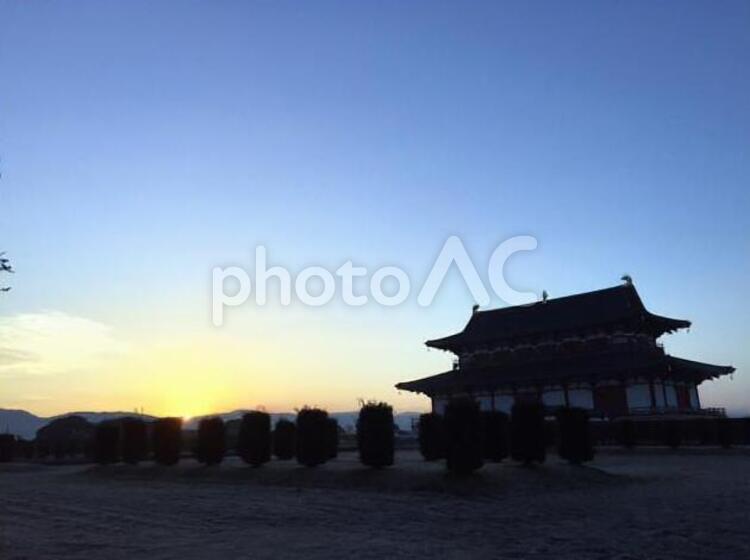 平城京_大極殿04 グラデーション,サンセット,サンライズの写真素材