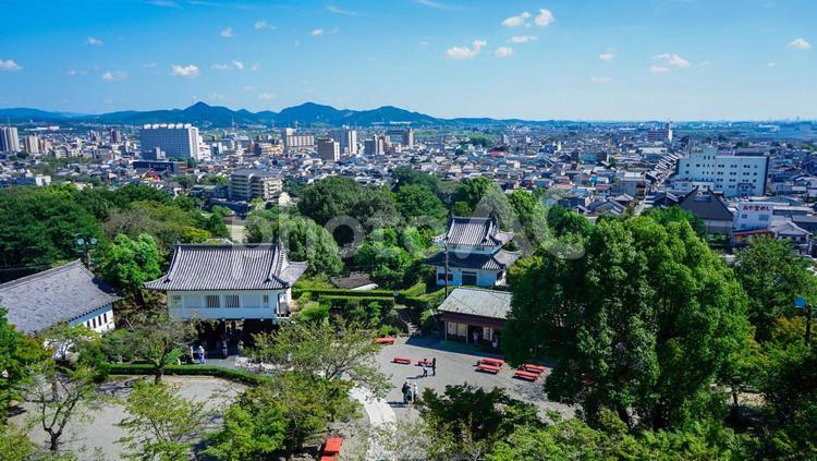 犬山城から見た犬山市街地 犬山城,愛知,犬山の写真素材