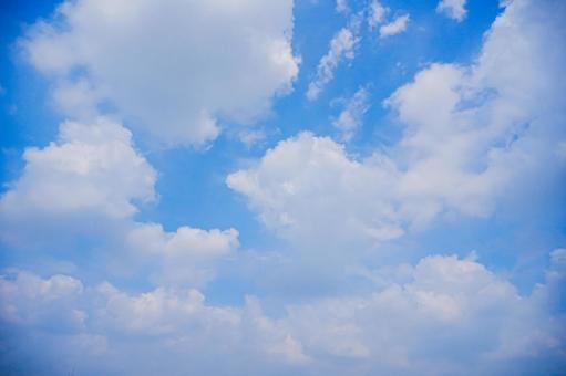 Midsummer blue sky and white clouds, JPG