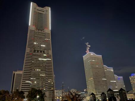 みなとみらいの夜景 みなとみらいの夜景,夜景,ライトアップの写真素材
