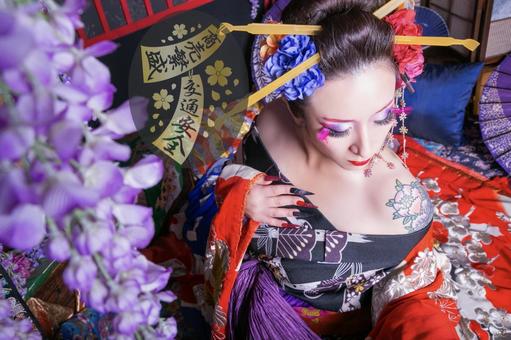令和の花魁 令和の花魁 花魁,鮮やか,紫の写真素材