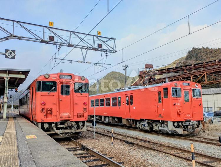 JR播但線、キハ40とキハ41 鉄道,交通,電車の写真素材